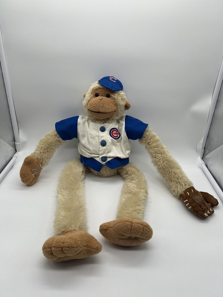 MLB Chicago Cubs Plush 26” Hanging Rally Monkey W Jersey Hat And Baseball Glove
