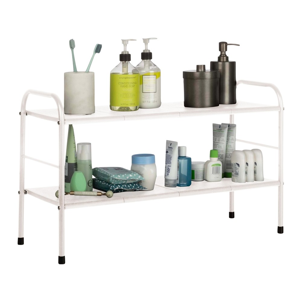 Under Sink Organizer - 2 Tier Adjustable Shelf Organizer with 8 Removable Pan...