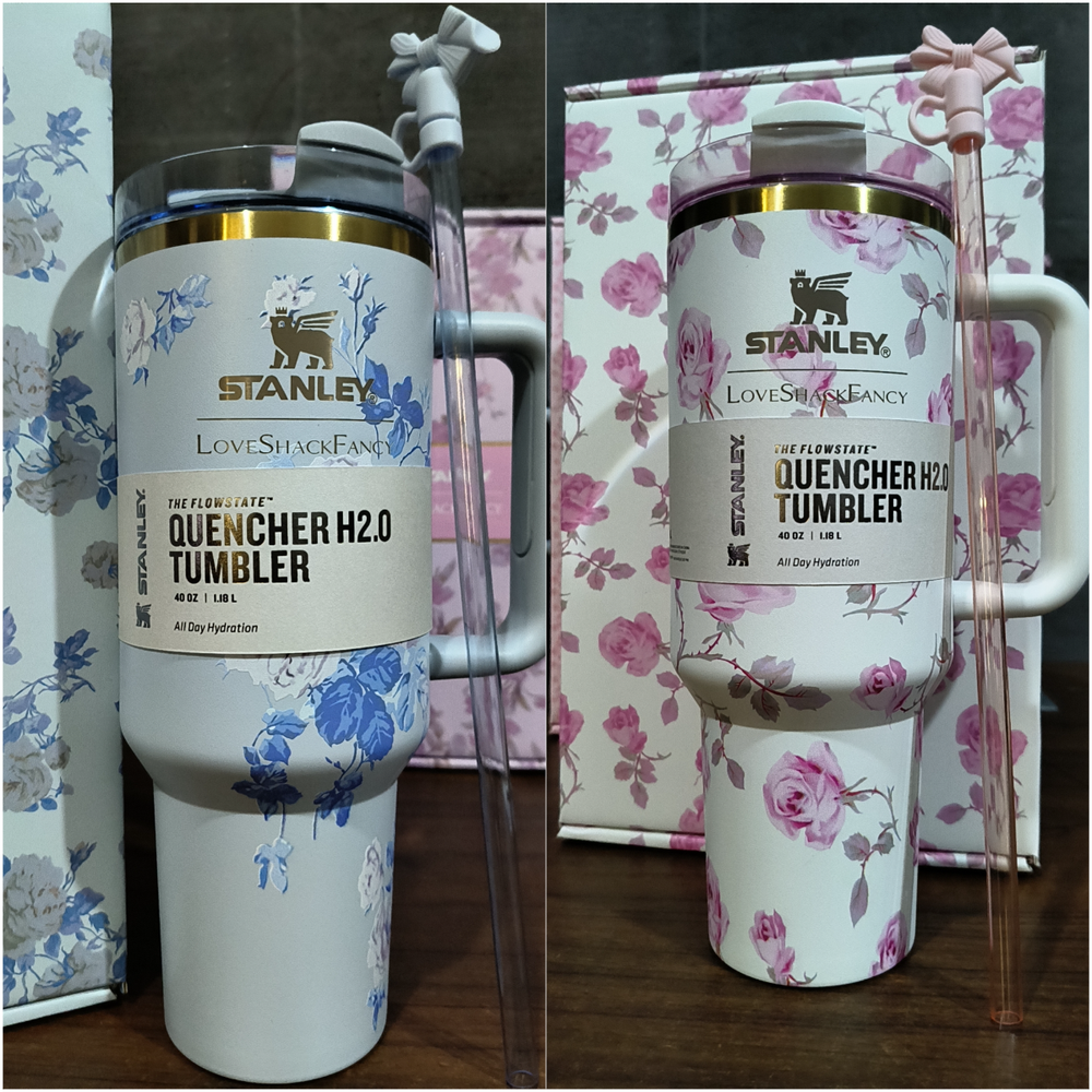 Love.Shack.Fancy Quencher Tumbler 40OZH2.0 Valentine's Mug W/Box@butterfly Straw