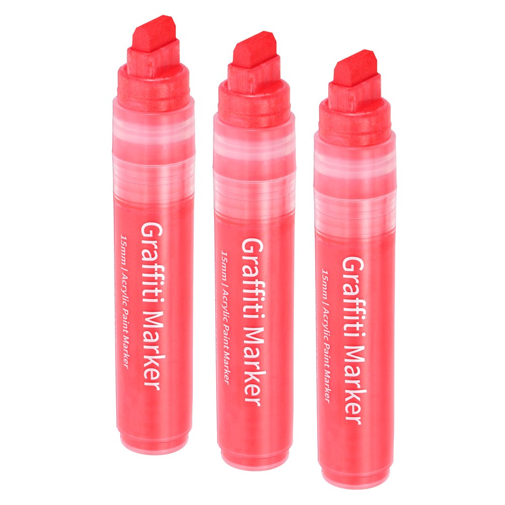 3 Pcs Graffiti Markers, 15mm Red Poster Markers Thick Acrylic Paint Pen