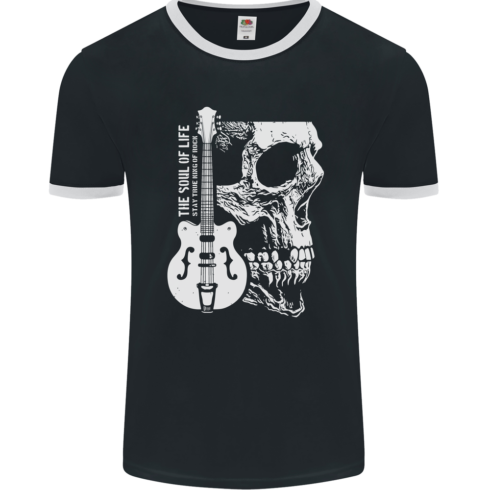 Soul of Life Skull Rock Heavy Metal Guitar Mens Ringer T-Shirt FotL