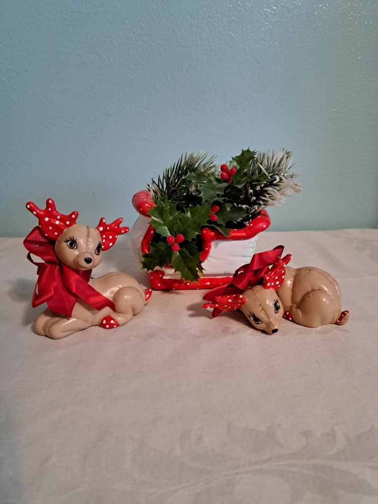 Hand Painted Christmas Reindeer Sleigh Ceramics Kimple Mold