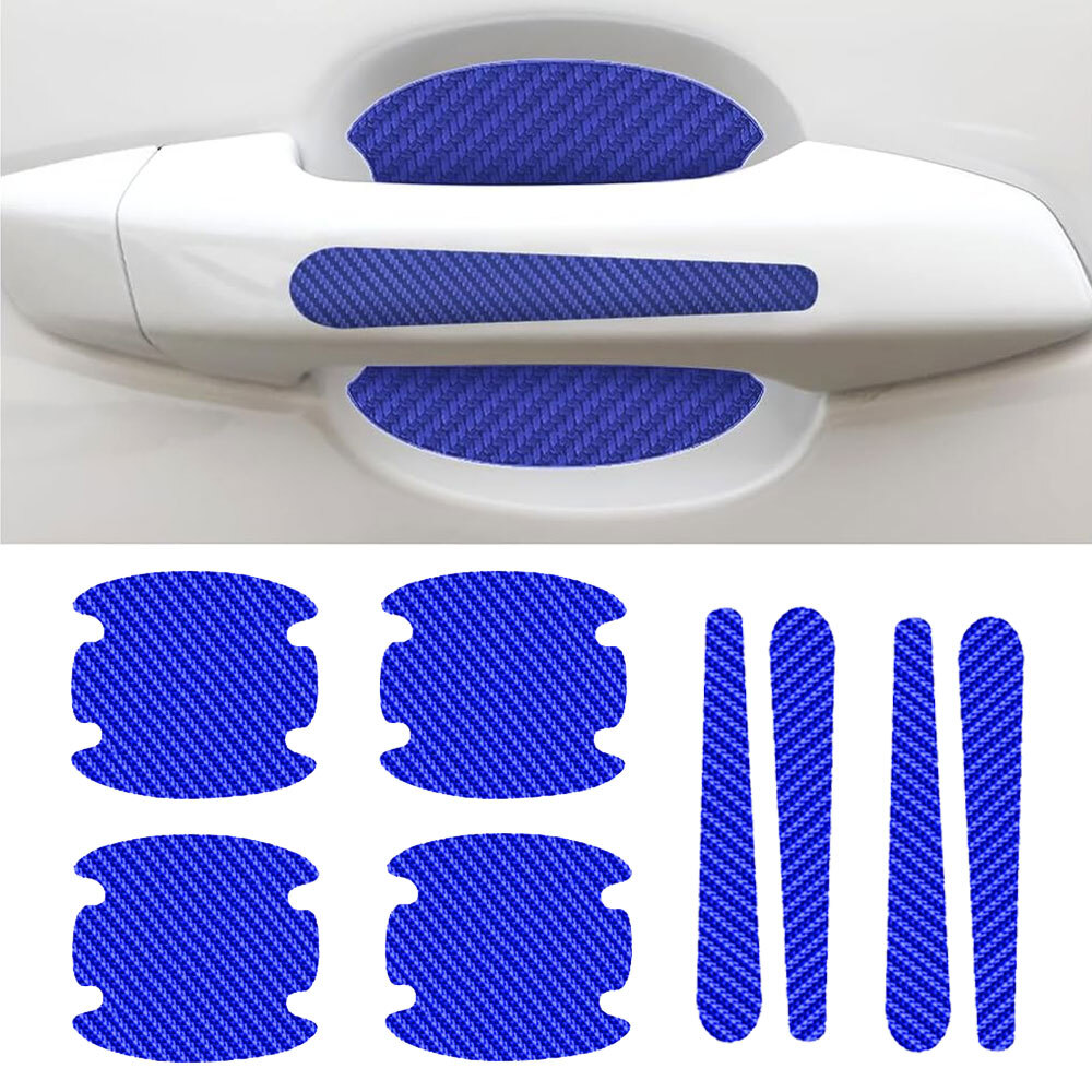 8pcs Blue Car Door Handle Anti Scratch Protector Cover Sticker Trim Accessories