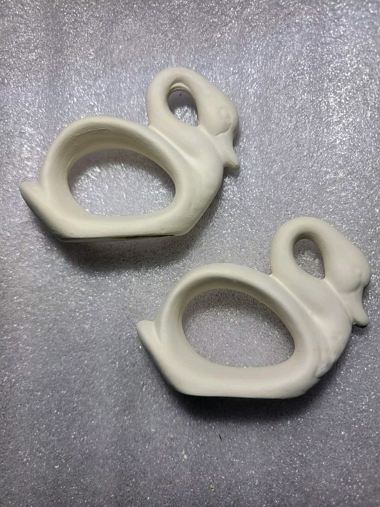 Swan napkin holder set Biscuit Ceramic Pottery fired once in a klin ready 4paint