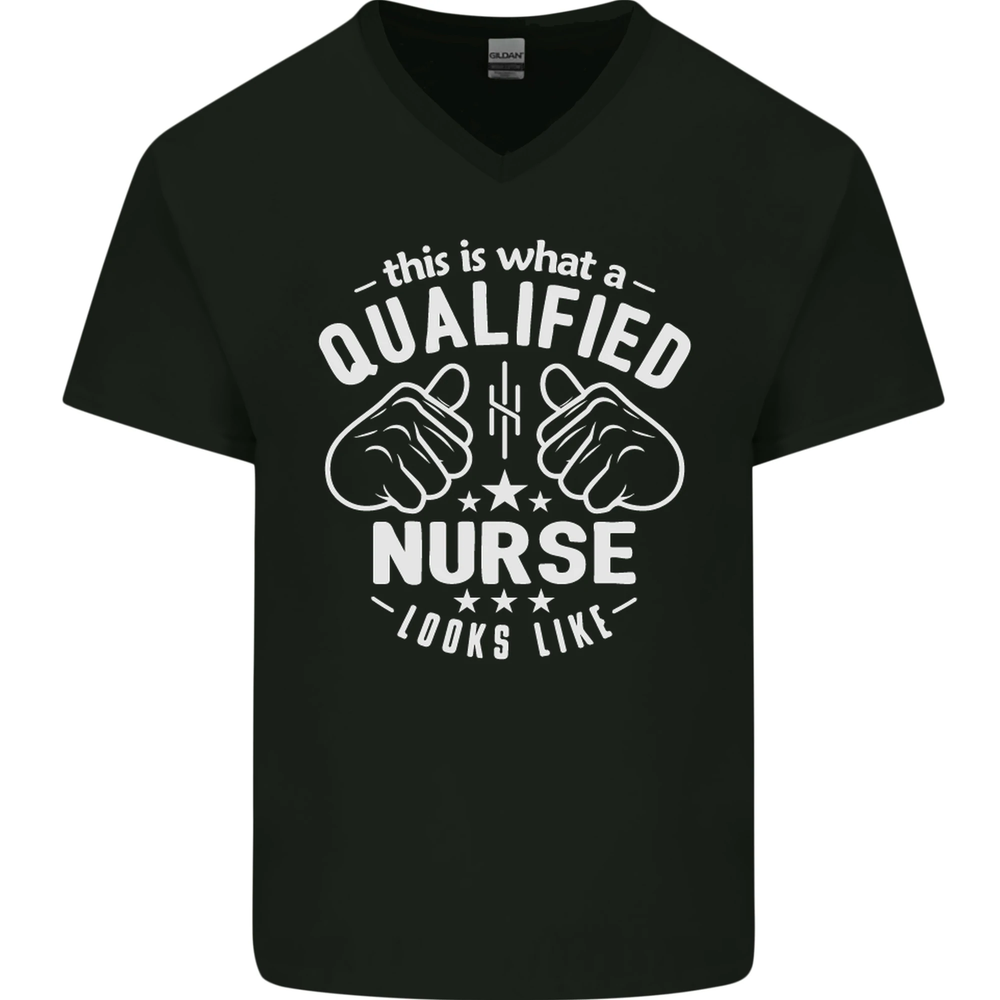 This Is What a Qualified Nurse Looks Like Mens V-Neck Cotton T-Shirt