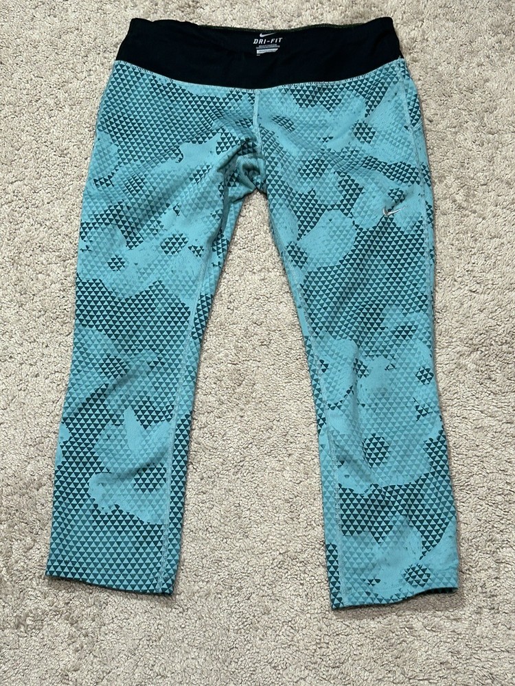 Nike Womens Leggings Sz Medium Multicolor Geometric Print Dri-Fit Stretch
