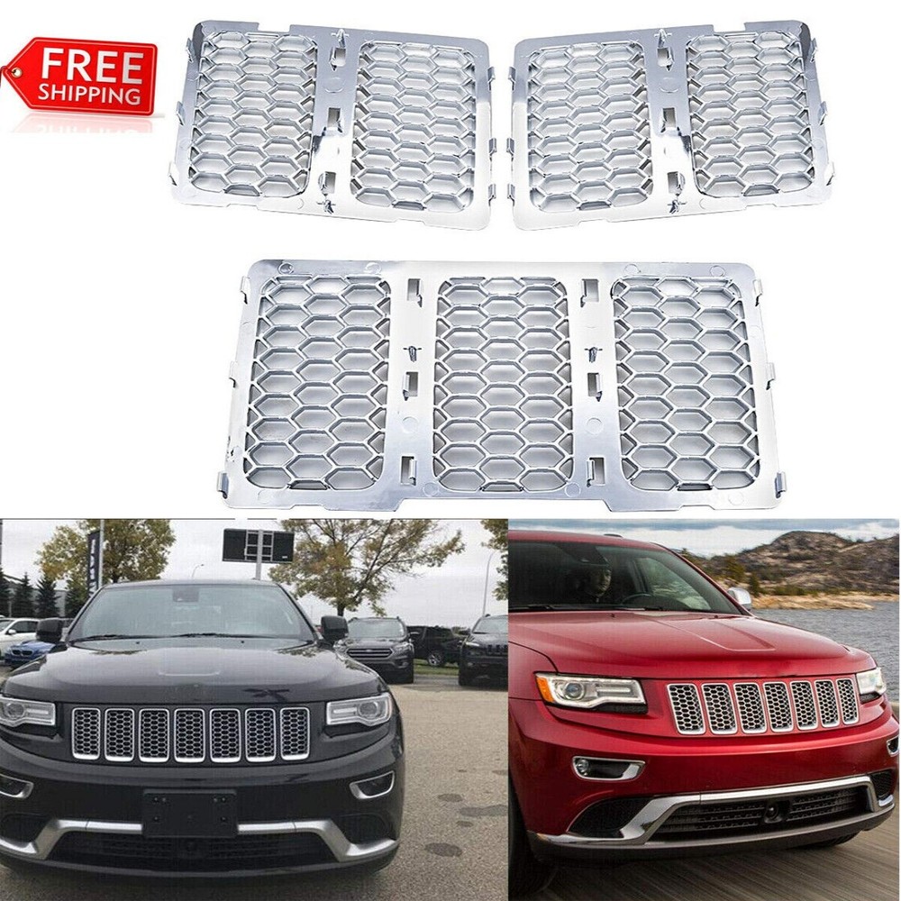 Chrome Front Grille Mesh Grill Insert Cover For Jeep Grand Cherokee 2014-2016