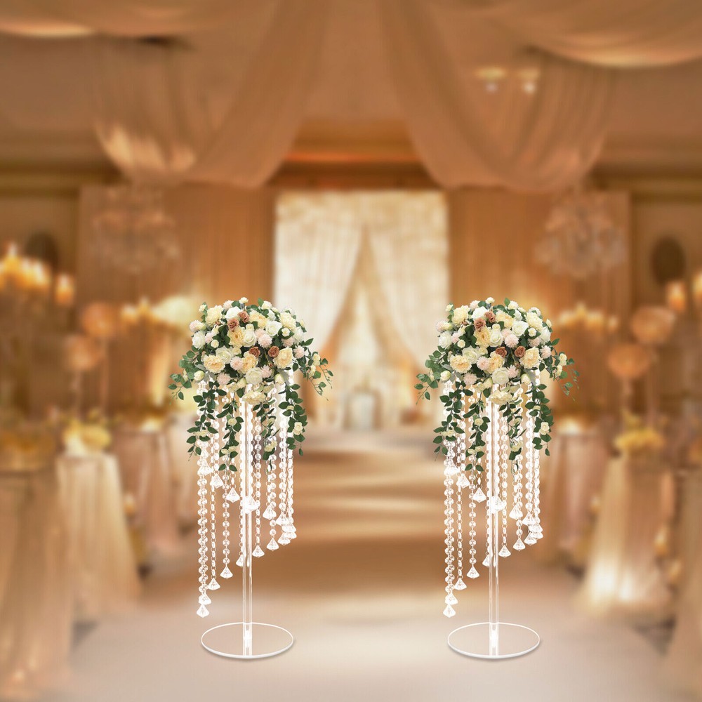 2Pcs Flower Vase Column Flower Stand Tall Vases for Wedding Party Centerpieces