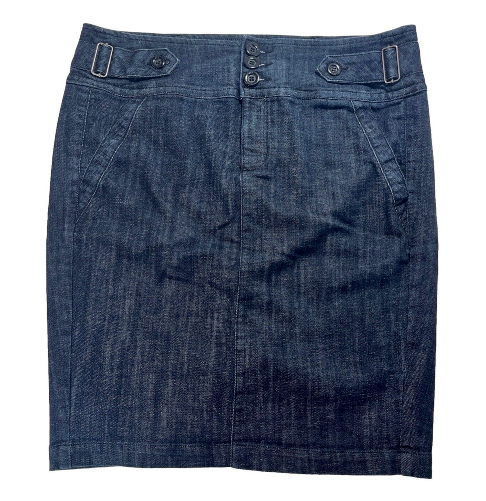 Boom Boom Jean Skirt Y2K Denim Adujstable Buckle Pocket Pencil Knee Length 1X
