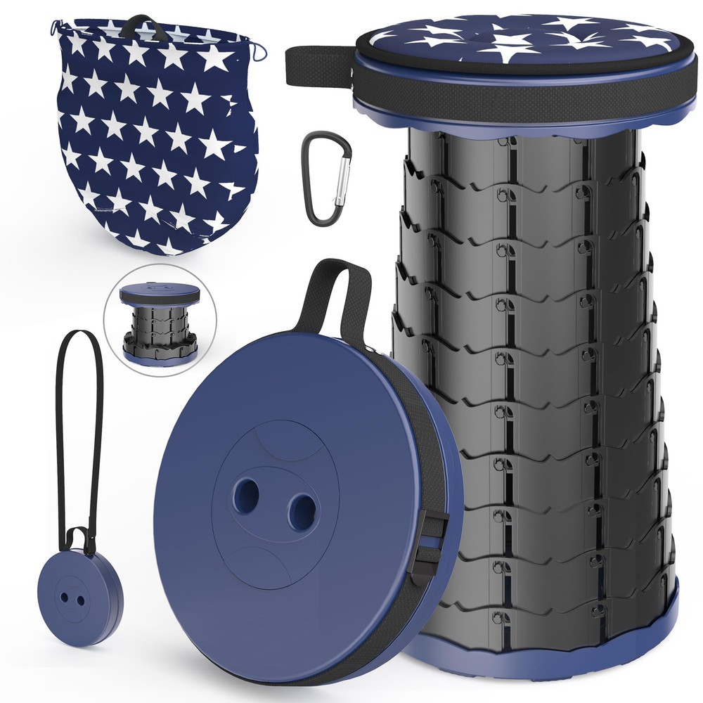 Upgraded Foldable Stool with Cushion Retractable Collapsible Seat Portable Design