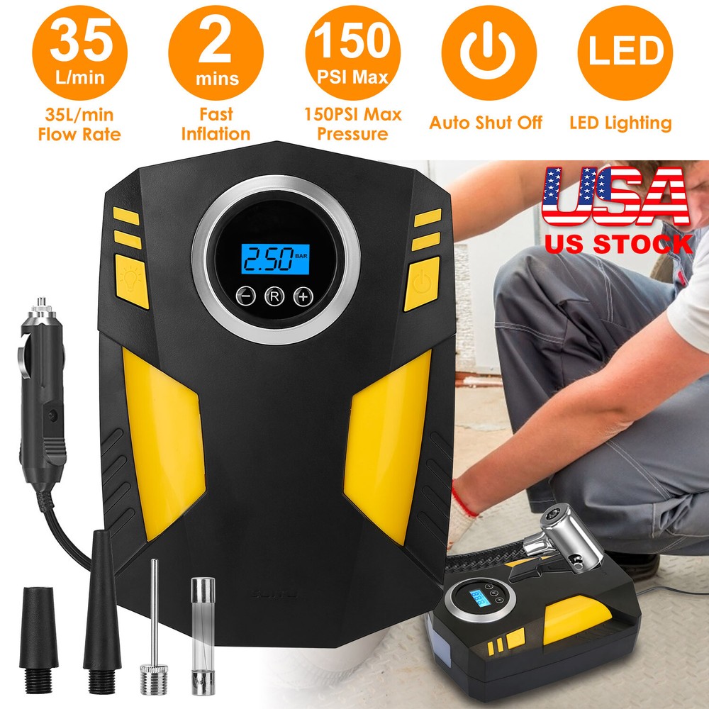 150PSI 12V Car Air Tire Inflator Pump Compressor Digital Electric Auto Portable