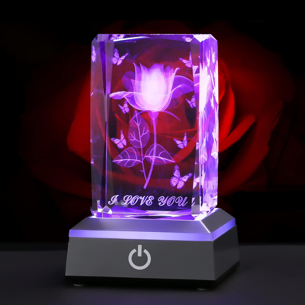 3D Rose Crystal Gift for Her Birthday Anniversary Mothers Day Valentines  