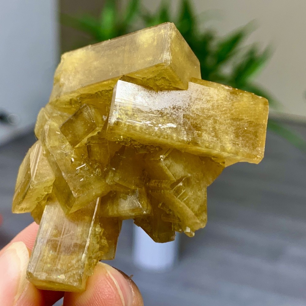 84G Golden Cuboid Barite Crystal on Purple Spherical Fluorite Mineral Specimen