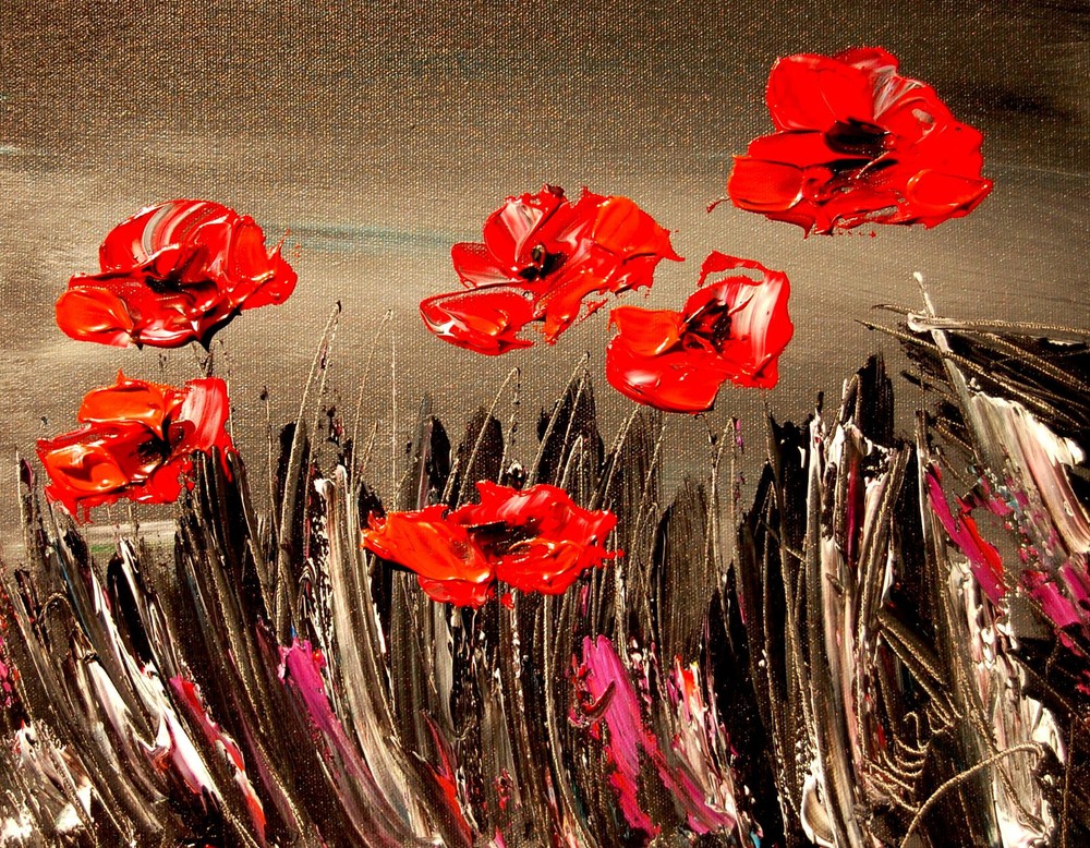 Poppies Flowers By Mark Kazav - Original Painting Abstract Modern Cute Art