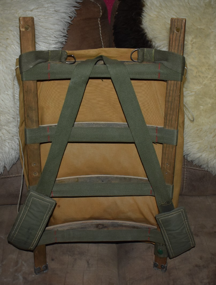 VINTAGE TRAPPER HIKING WOOD FRAME PACKBOARD CANVAS LEATHER BACKPACK