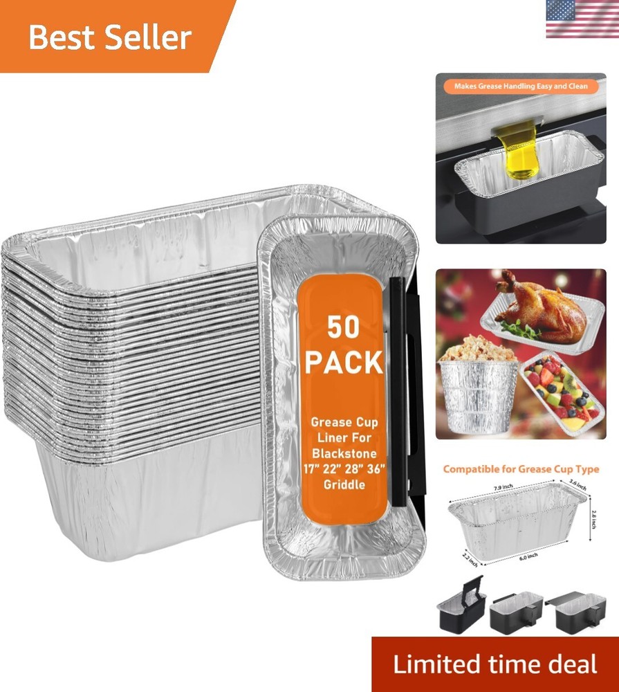 50-Pack Blackstone Griddle Grease Cup Liners 5017 in Aluminum Foil