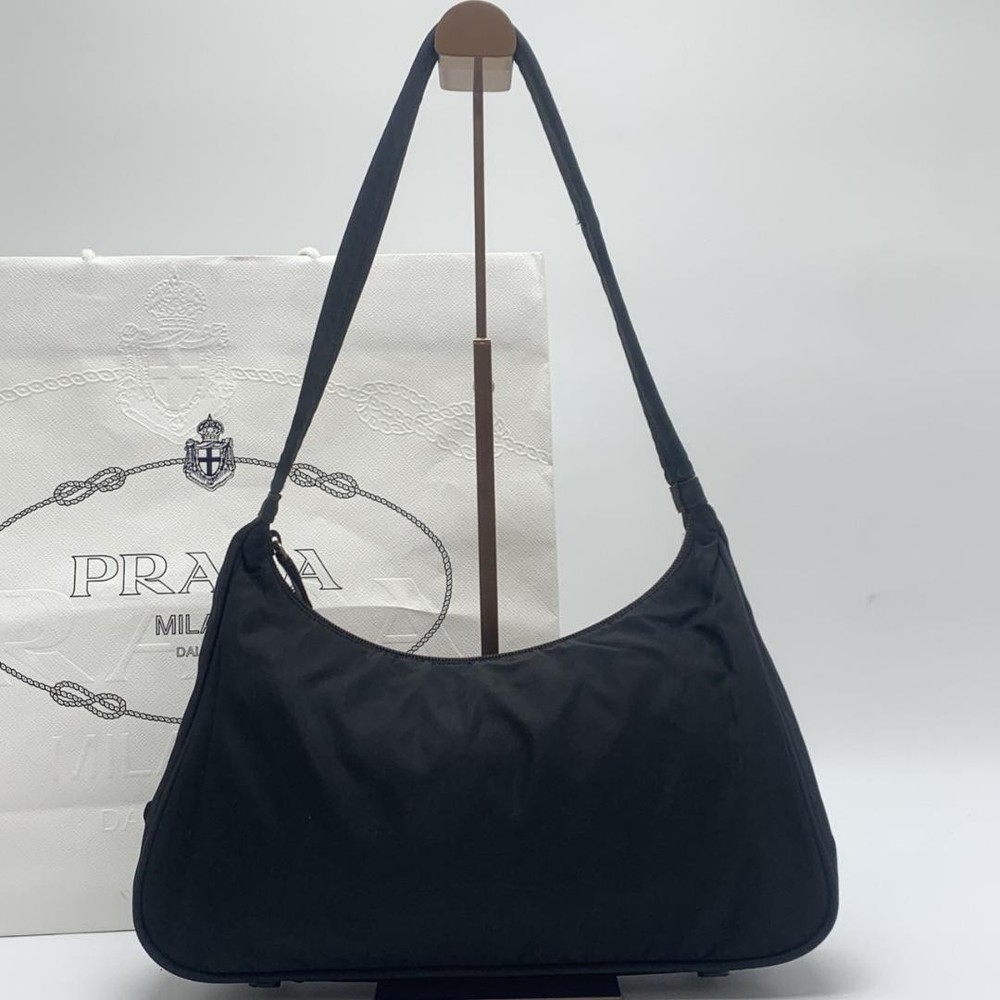 Prada Black Half Moon Hobo Shoulder Tote Handbag Imported From Japan