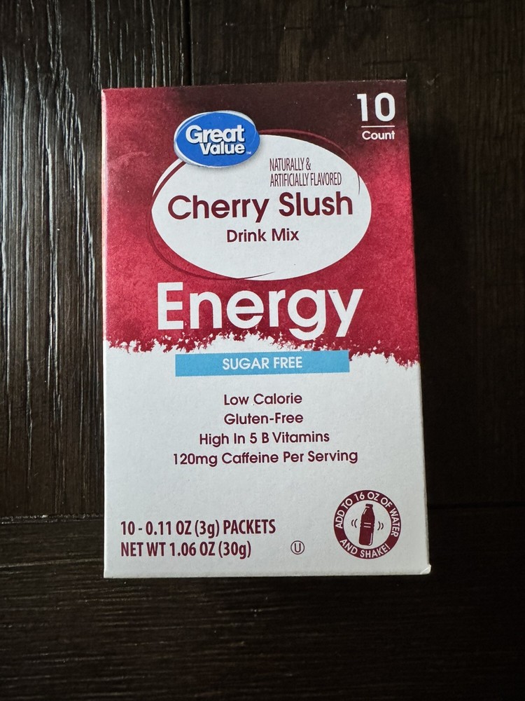 Cherry Slush Great Value Sugar-Free Energy Drink Mix Powder Caffeine