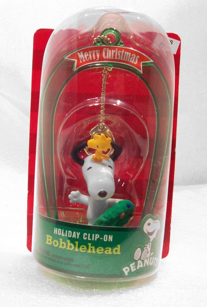 2013 Peanuts Christmas Snoopy & Woodstock Bobblehead Clip-on Holiday Decoration