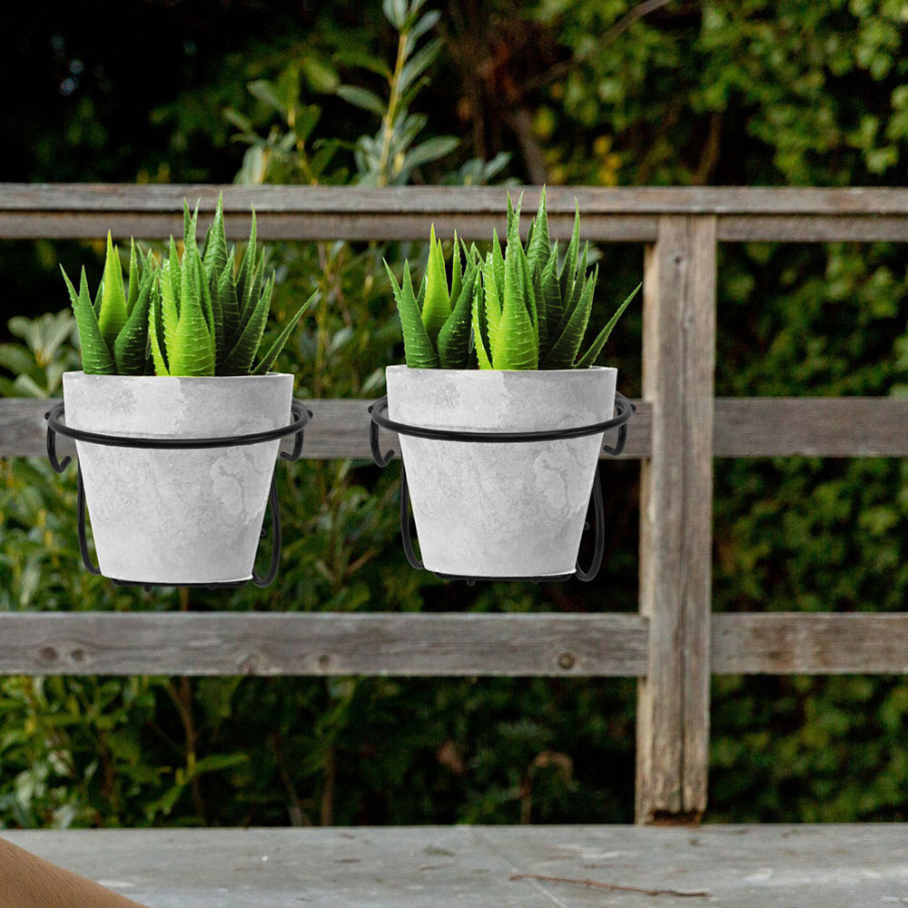 2 Pcs Balcony Planters Railing Flower Pot Hanger Hanging Stand