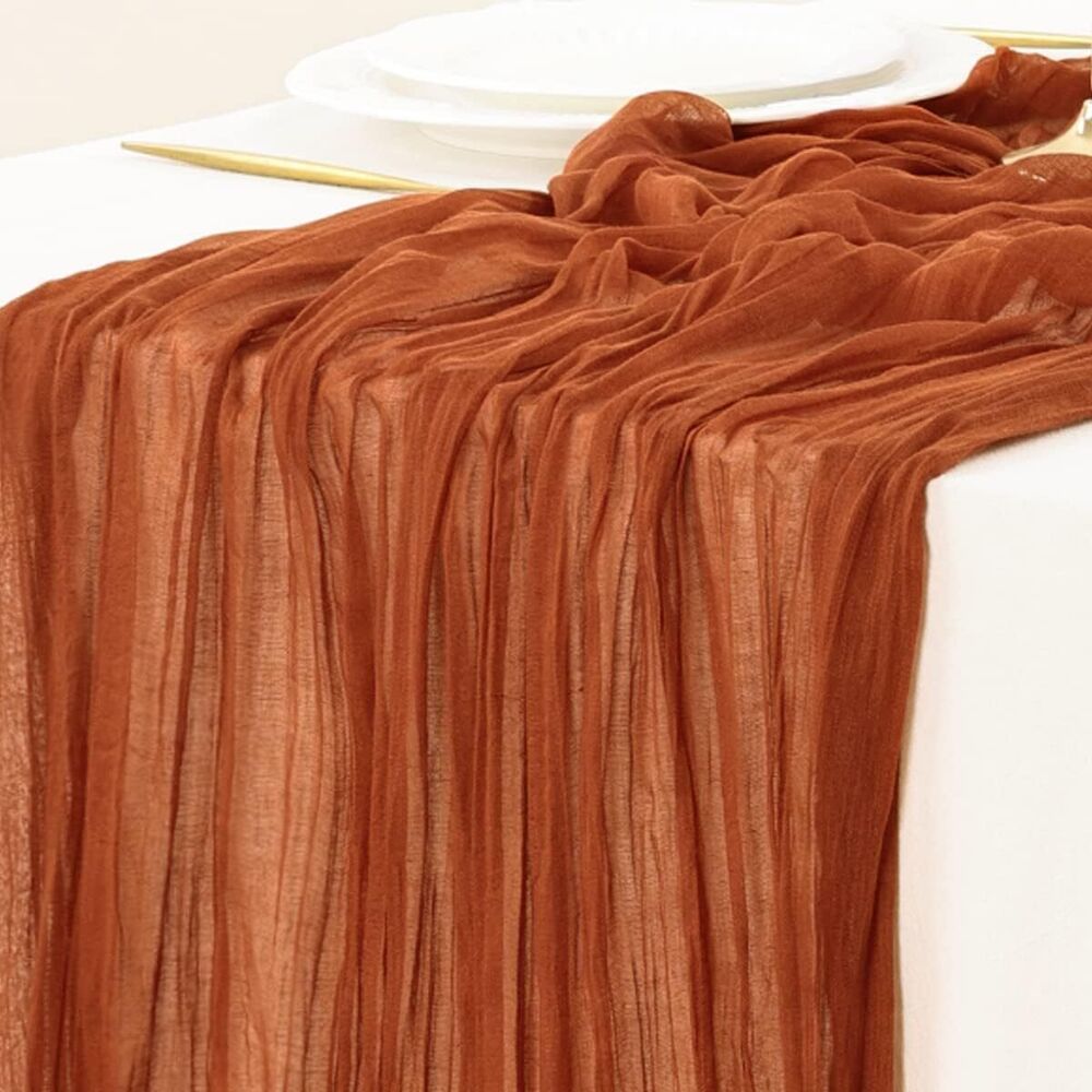 Socomi Fall Thanksgiving Table Runner Cheesecloth 10ft x 1pc, Terracotta