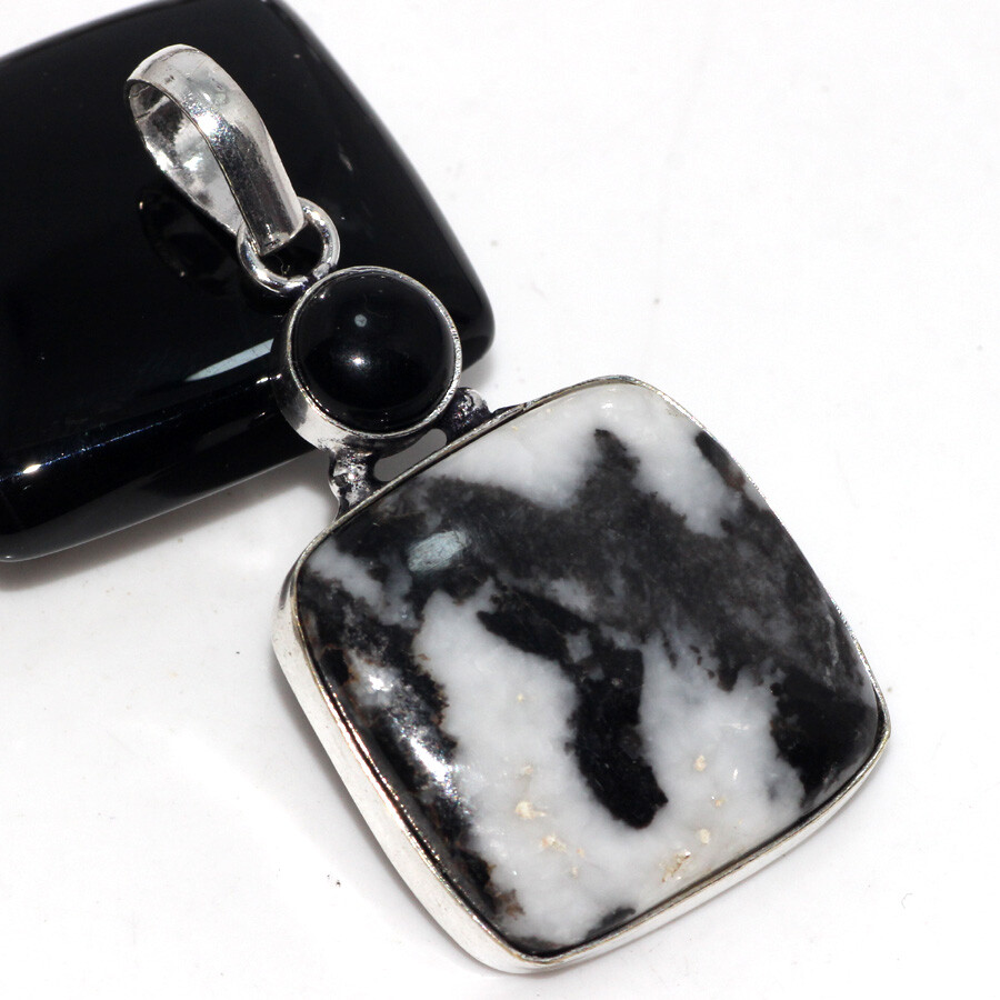 925 Silver Plated White Buffalo Turquoise Black Onyx 2