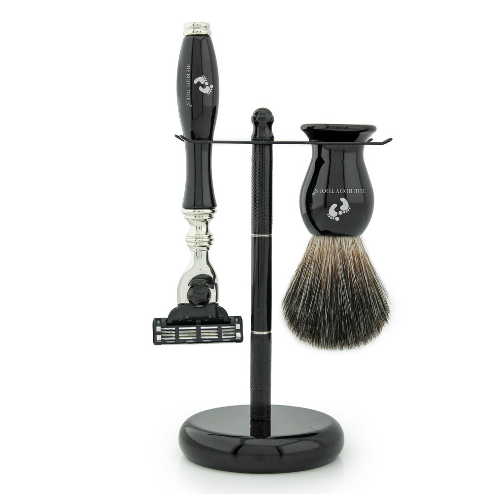 Shaving Set Inexpensive Three-piece  Beautifully Constructed Black Groomsman Kit