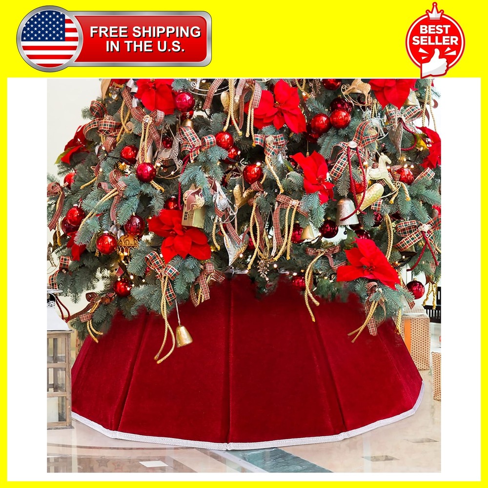 Christmas Tree Collar Red Velvet Christmas Tree Ring Foldable Christmas Tree ...