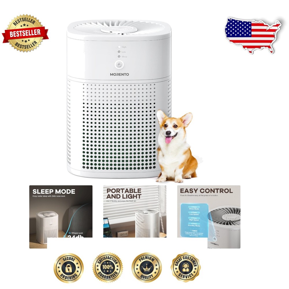 Compact H13 HEPA Air Purifier for Small Bedrooms with 3 Modes & Essential Oil Diffuser