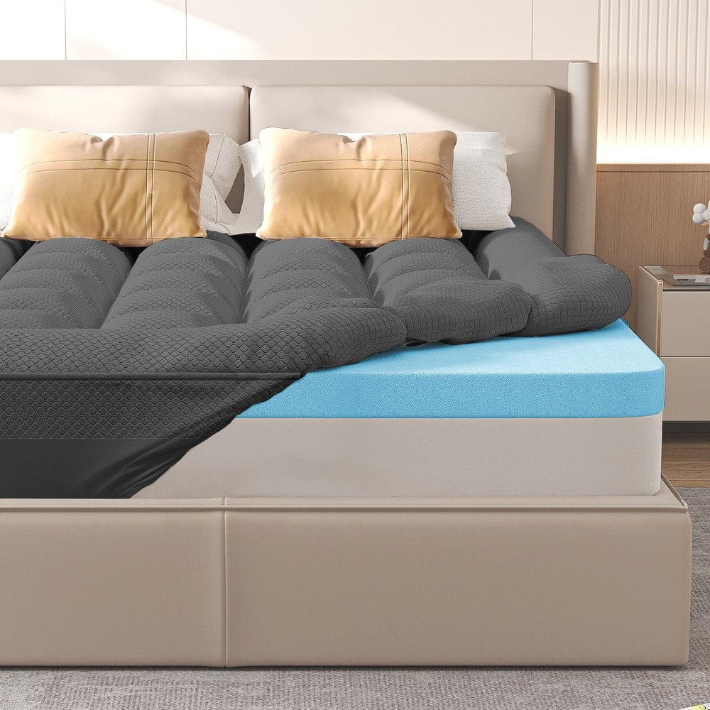 Memory Foam Mattress Topper King - AprLeaf 3 inch Upgraded Pillow Top Mattres...