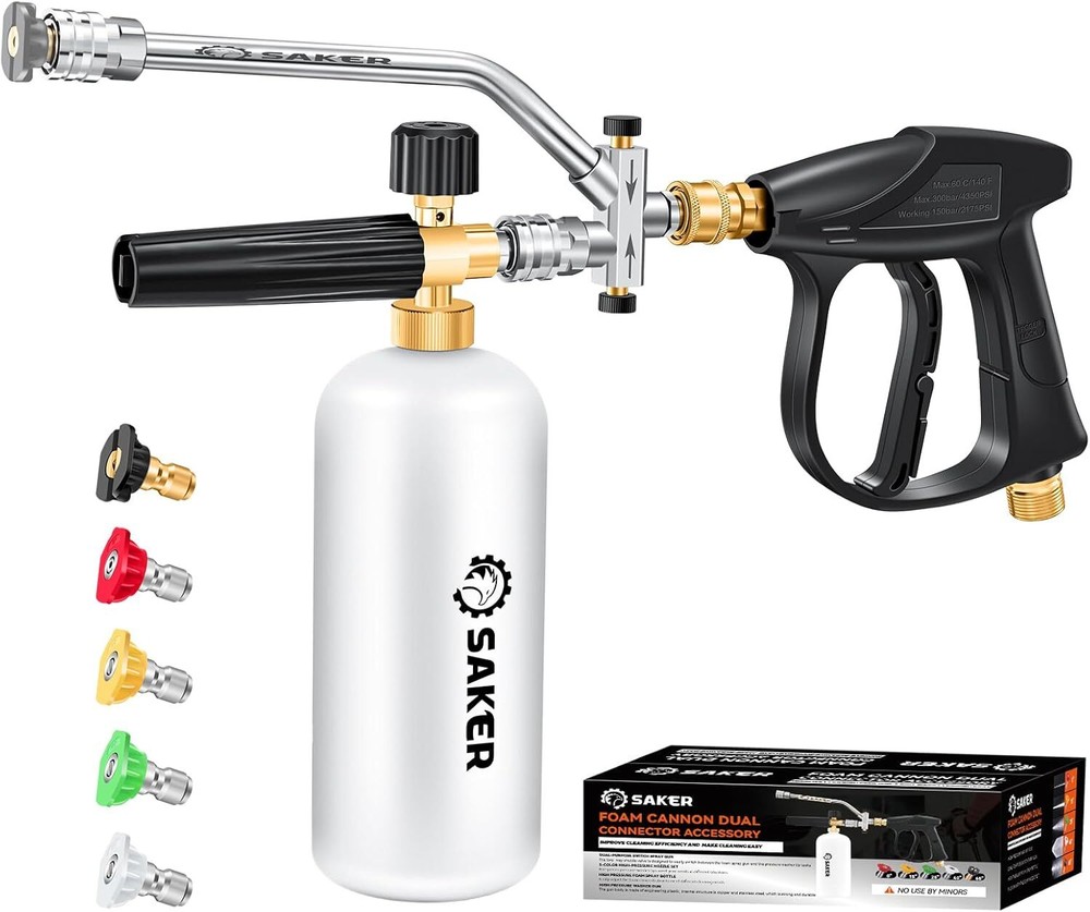 Saker Foam Cannon for Pressure Washer Kit with Dual Connector Accessories