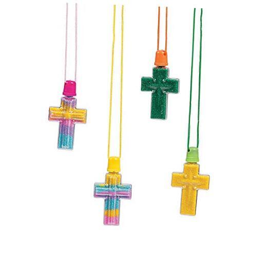 Cross Sand Bottle Necklaces - Set of 12 - Religious Crafts for Kids, VBS and