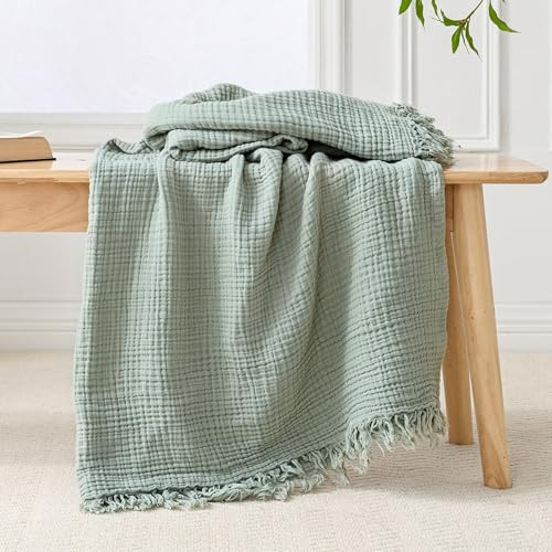 50x65 Inch Ultra-Soft Muslin Throw Blanket – Lightweight, Pre-Washed Cotton for Cozy Comfort and Breathable Warmth