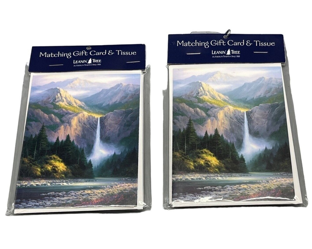 Mountain waterfall gift card with matching tissue set of 2-image
