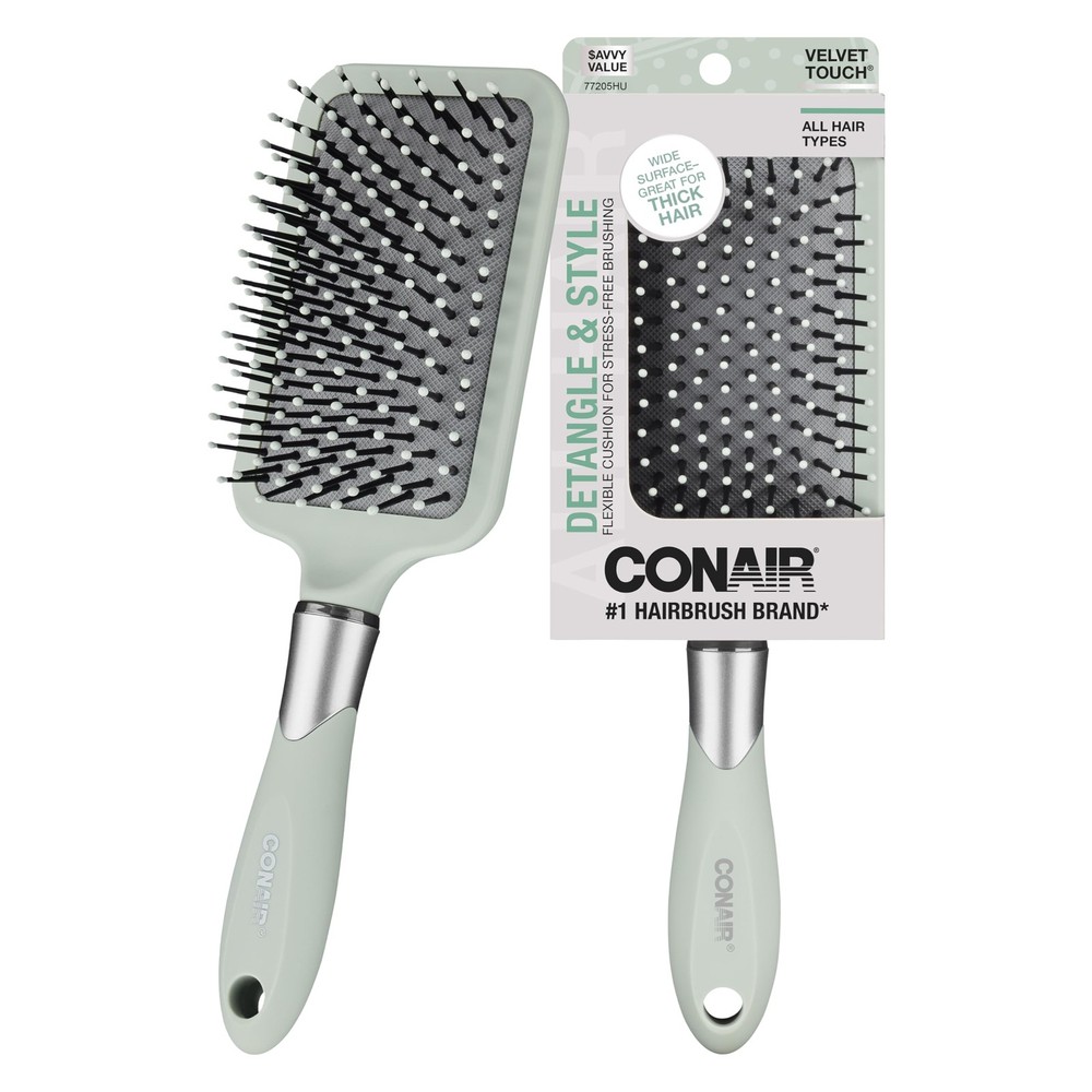 Velvet Touch Paddle Cushion hair brush - Detangling hairbrush - curly or straigh