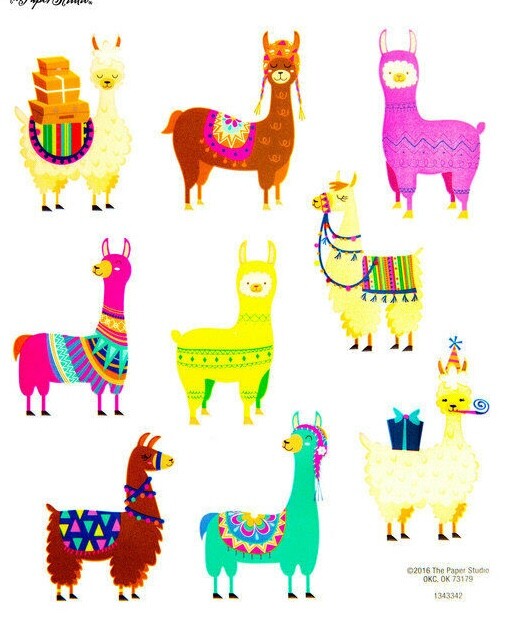 2 Sheets Llama Fiesta Scrapbook Stickers Papercraft Planner Supply Alpaca Party