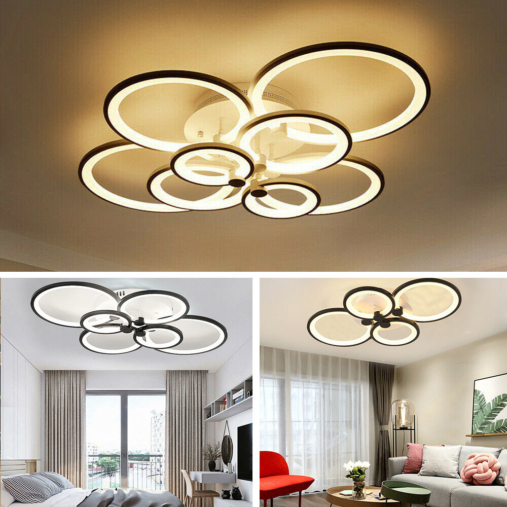 Modern LED Acrylic Chandelier Ceiling Lamp with Remote for Living Room Bedroom