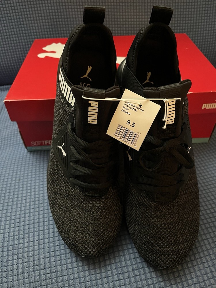 NIB Men's Puma Enzo Beta Woven Black Shoes Size 9.5 with SoftFoam Comfort