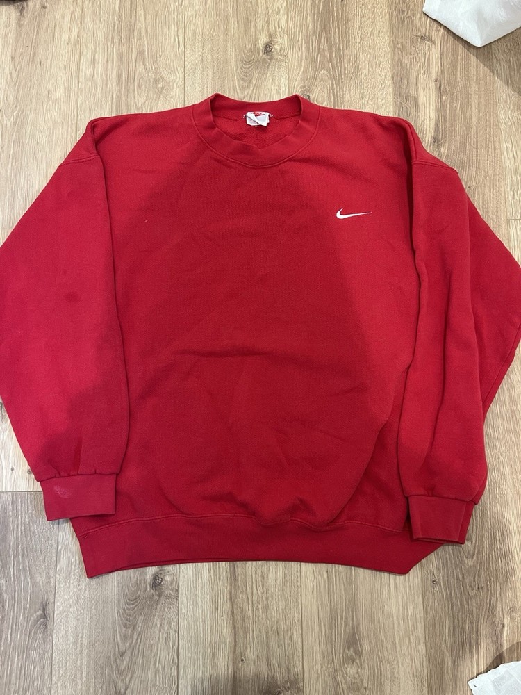 VTG Nike Crew Neck Sweatshirt Mens XL Swoosh Check Red Y2K 90s Classic USA