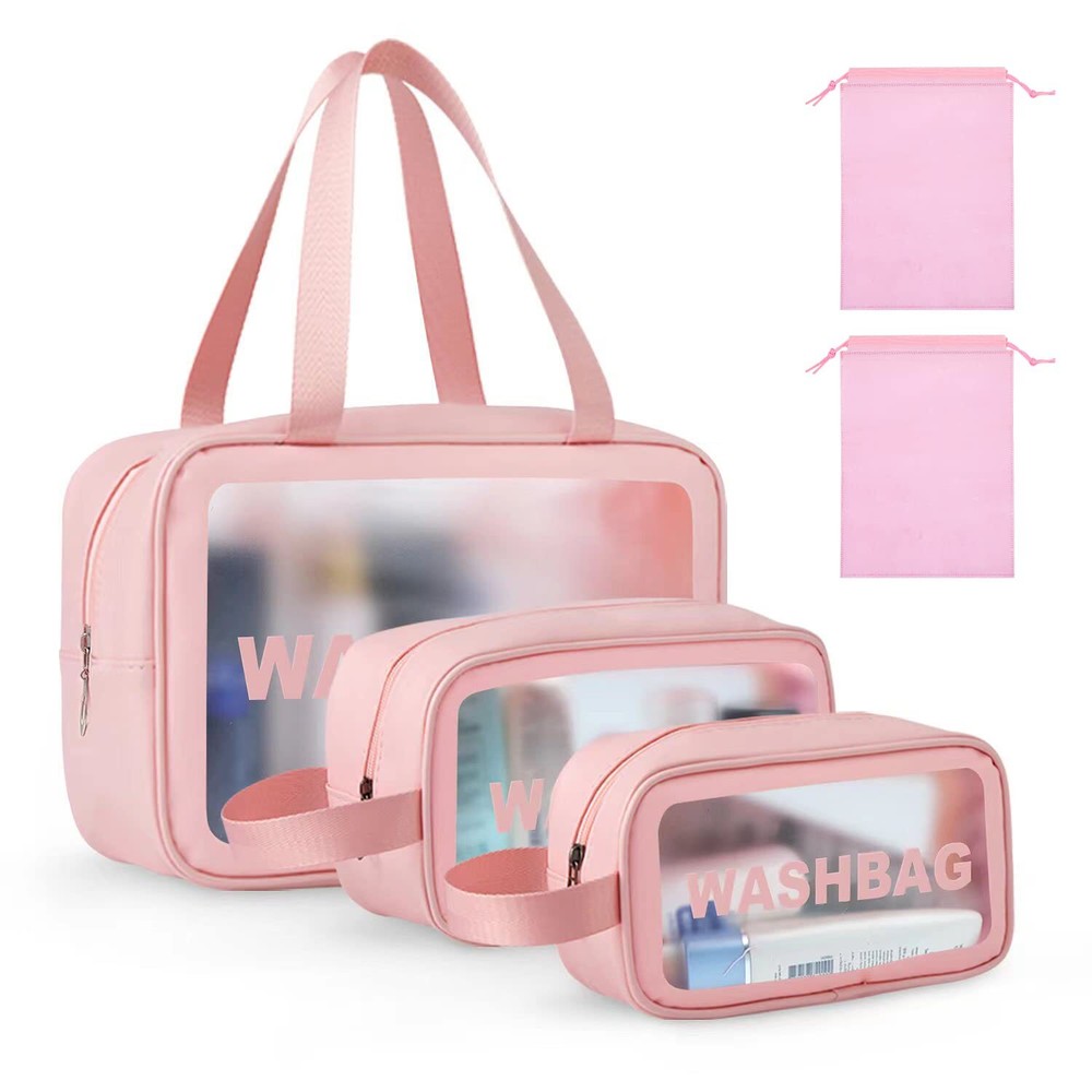Travel Toiletry Bag Set - Clear Waterproof Makeup Pouch for Women & Men