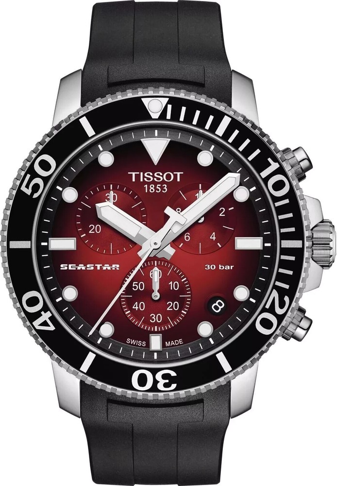 TISSOT Seastar 1000 Chronograph Quartz Red Dial Men's Watch T120.417.17.421.00