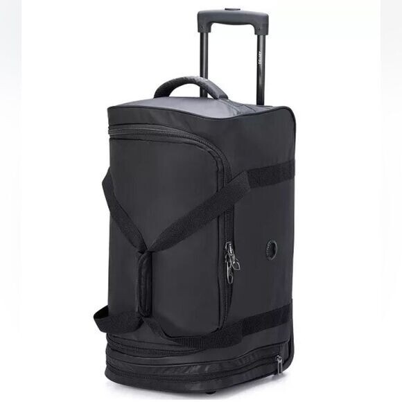 Delsey Paris Raspail 21 Black Rolling Duffel Carry-On Luggage New