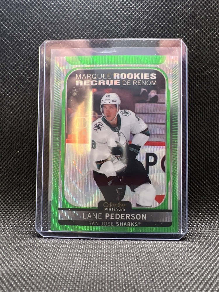 2021-22 OPC PLATINUM LANE PEDERSON EMERALD SURGE #02/10 RC ROOKIE GEM