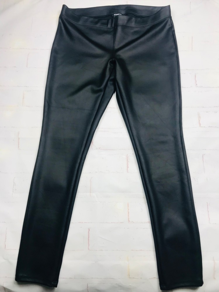 Express: Womens Faux Black Leather Leggings size: Large