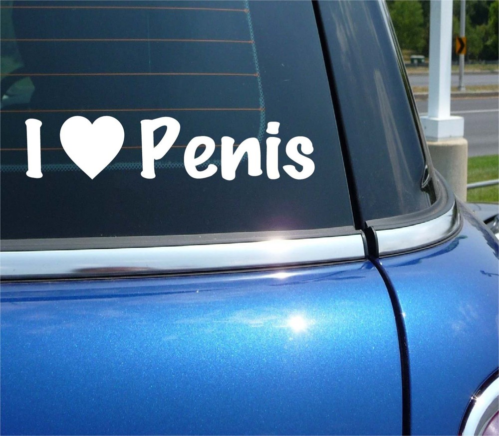 I LOVE HEART PENIS FUNNY PRANK DECAL STICKER ART CAR WALL