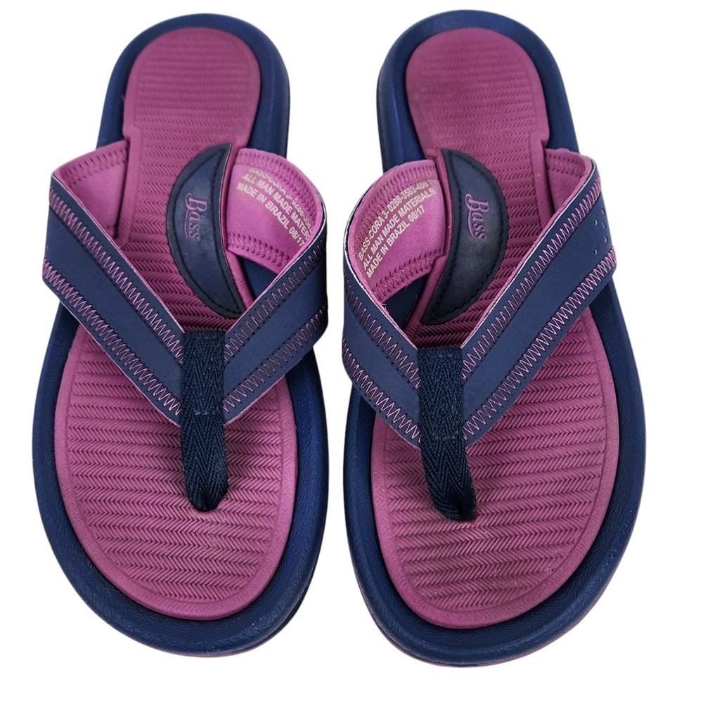 Bass Purple/Blue Grendene Sliders Sandals Flip Flops Size 7