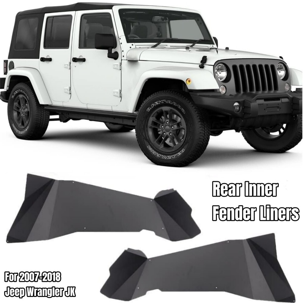 Rear Inner Fender Liners For 2007-2018 Jeep Wrangler JK JKU Powder-Coated Steel