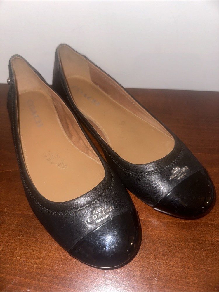 Coach Bonnie PTLE leather Ballet flats black sz 10 FG2541