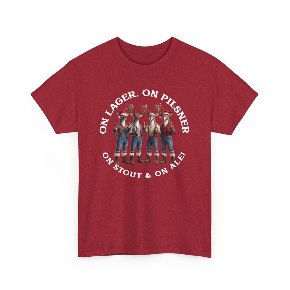 Funny Beer Drinking Reindeer Holiday T-Shirt for Ale Lovers
