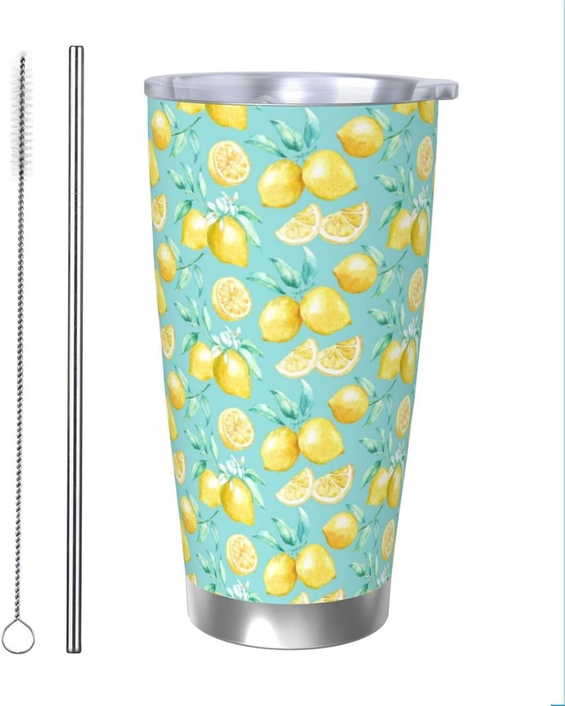 Lemon Tumbler 20oz Fruit Stainless Steel Vacuum Insulated Tumblers with Lid and